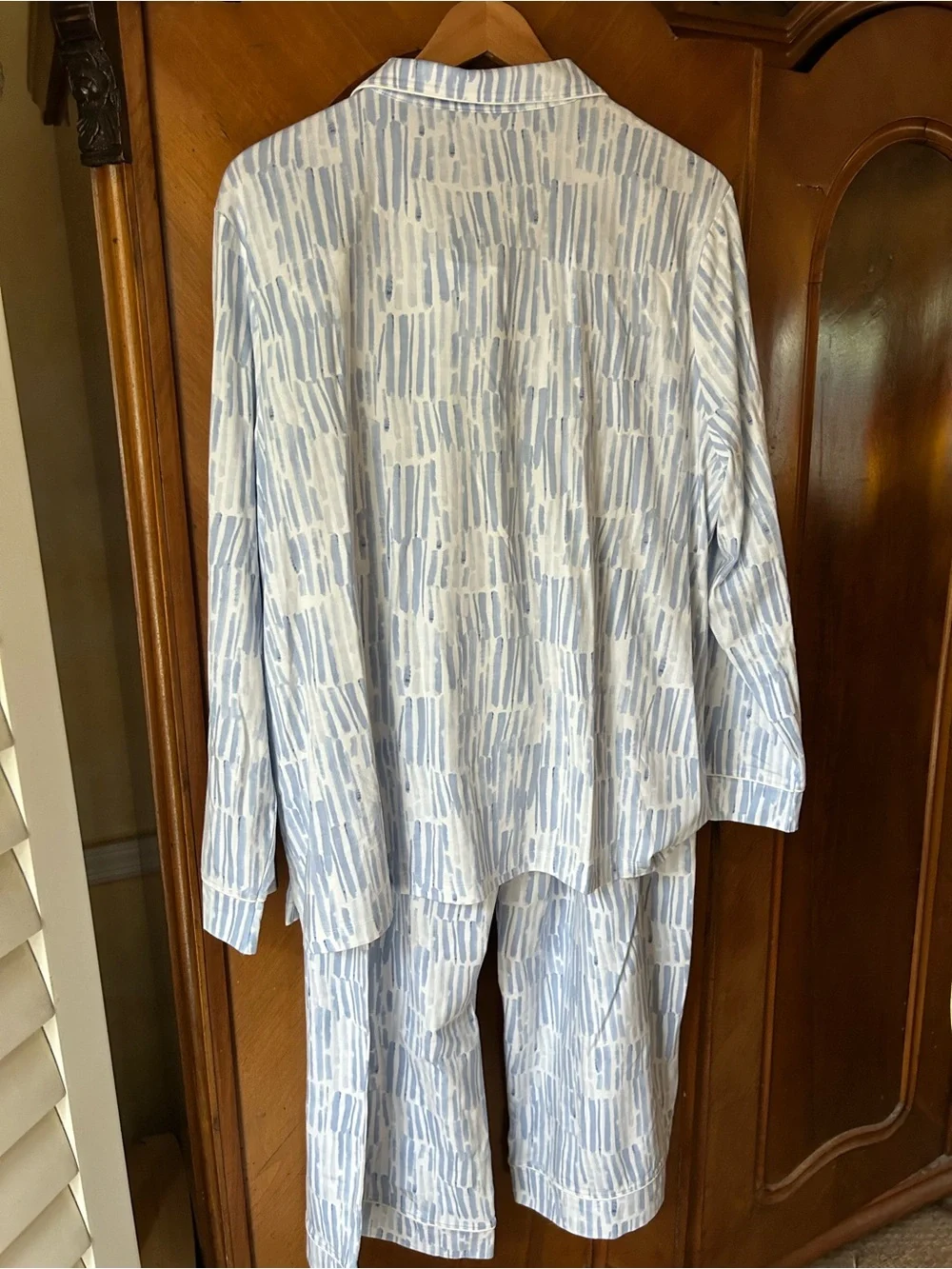 Haven Well Within Ikat Blue & White Striped Lounge Pajama Set cotton Jersey.